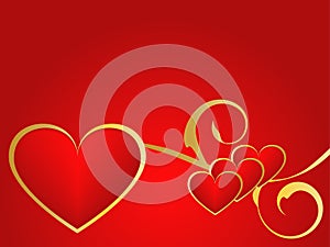 Gold and red love background