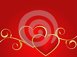 Gold and red love background