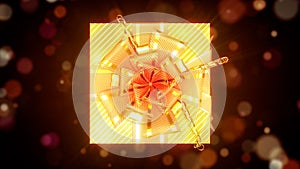 gold - red present on vivid background - object 3D rendering