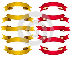 Gold and Red Ribbons Set