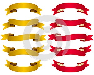 Gold and Red Ribbons Set