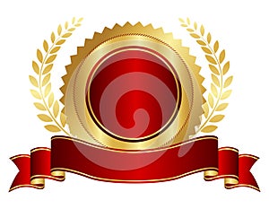 Gold and red seal with ribbon