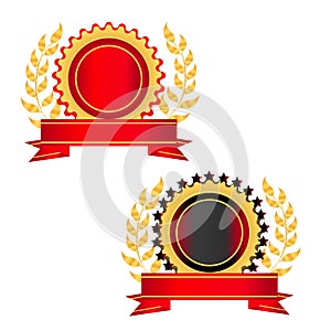 Gold and red seal with a ribbon