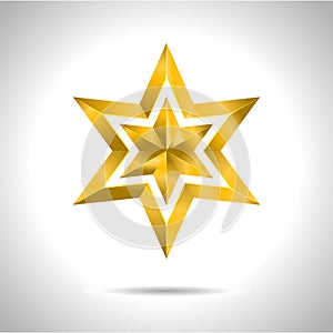 Gold red star vector illustration 3D art symbol christmas