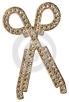 Gold Rhinestone Crystal Scissors Charm