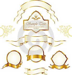 gold ribbon banner fancy collection set