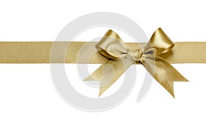 Gold ribbon with bow isolated