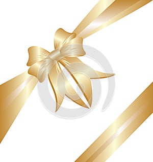 Gold ribbon Christmas gift vector eps 10
