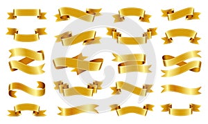 Gold ribbon Text banner flat tape icon vector set