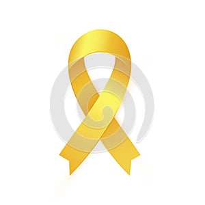 Gold Ribbon to Childhood Cancer Awareness Month. Yellow ribbon photo