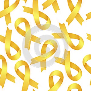 Gold Ribbon to Childhood Cancer Awareness Month. Yellow ribbon photo