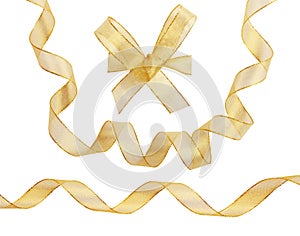 Gold ribbons isolated on white