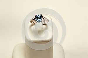 Gold Ring With Aquamarine Oval