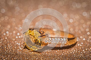 Gold ring with citrine