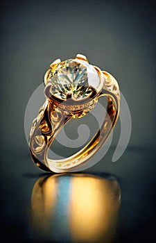 gold ring with a diamond nematic composition, generative AI