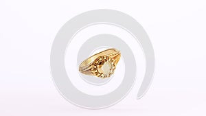 Gold Ring Diamond Vintage Golden Luxury Art Decorative Wealth Elite White Background