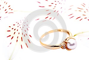 Gold ring with a pearl.