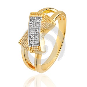 Gold ring with real crystals and rhodium