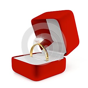 Gold Ring with Red Box