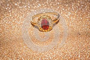 Silver ring with iolite