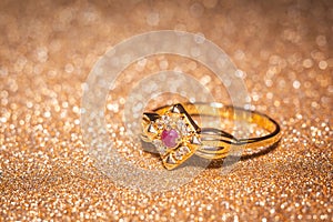 Gold ring with ruby