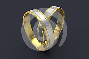 Gold ring with a silver rim