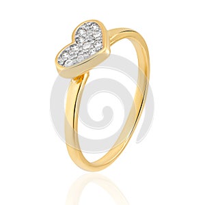 Gold ring with sparkling crystals and rhodium