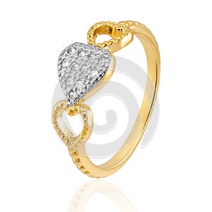 Gold ring with sparkling crystals and rhodium