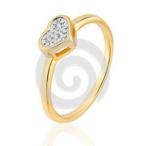 Gold ring with sparkling crystals and rhodium