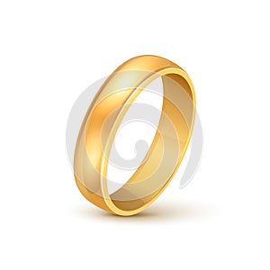 Gold ring vector wedding metal icon. Golden ring isolated fiancee one single jewelry icon