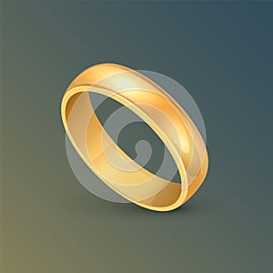 Gold ring vector wedding metal icon. Golden ring isolated fiancee one single jewelry icon