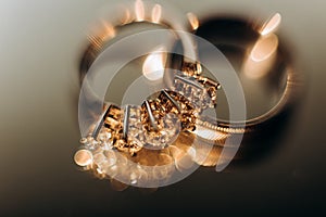 gold rings jewelry precious  macro glitter reflection