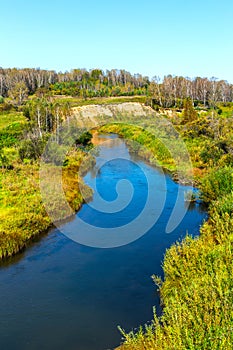 Gold river Suenga a tributary of the river Berd . Siberia, Ru