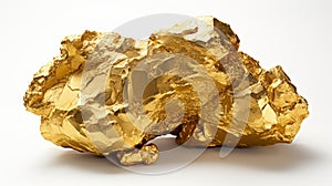 Captivating Photograph Of A Voluminous Gold Nugget On White Background photo