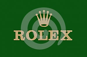 Gold Rolex logo - 3d illustration front view