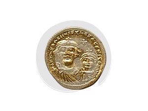 Gold Roman solidus coin of Roman Emperor Justinian I