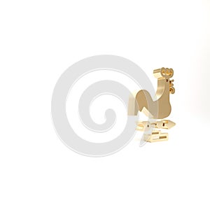 Gold Rooster weather vane icon isolated on white background. Weathercock sign. Windvane rooster. 3d illustration 3D