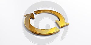 Gold Rotate Symbol . 3D Render Illustration