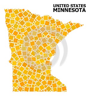 Gold Rotated Square Mosaic Map of Minnesota State