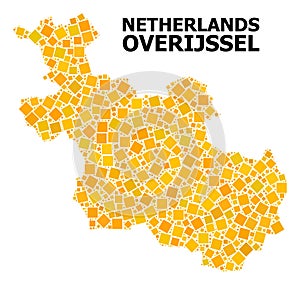 Gold Rotated Square Mosaic Map of Overijssel Province