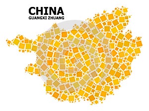 Gold Rotated Square Pattern Map of Guangxi Zhuang Region