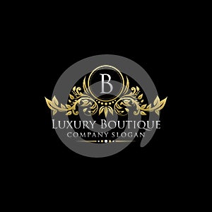 Gold Royal Luxury Boutique B Letter Logo.