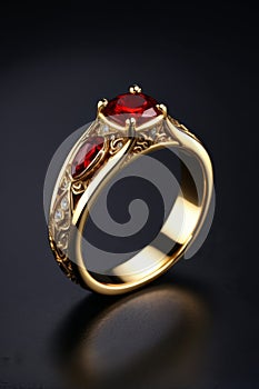 Gold Ruby Ring Close up,Generative AI