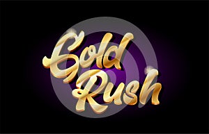 gold rush 3d gold golden text metal logo icon design handwritten