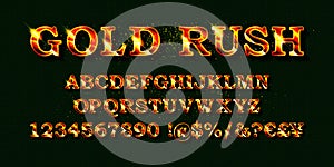 Gold rush. Gold alphabetic fonts