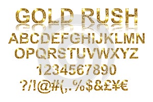 Gold rush. Gold alphabetic fonts