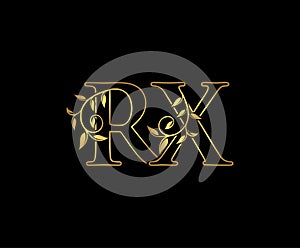 Gold RX Letter Classy Floral Logo