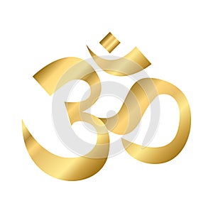 Gold Sacred OM sign on white background