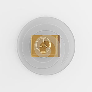 Gold safe icon. 3d rendering round gray key button, interface ui ux element