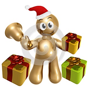 Gold santa with surprise gift